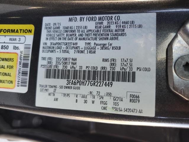 2016 FORD FUSION SE - 3FA6P0H77GR227449
