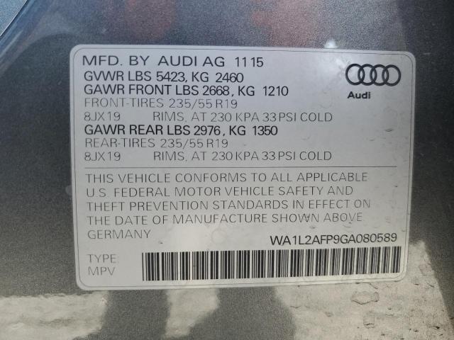 2016 AUDI Q5 PREMIUM WA1L2AFP9GA080589