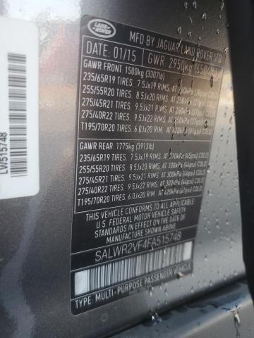 2015 LAND ROVER RANGE ROVE SALWR2VF4FA515748