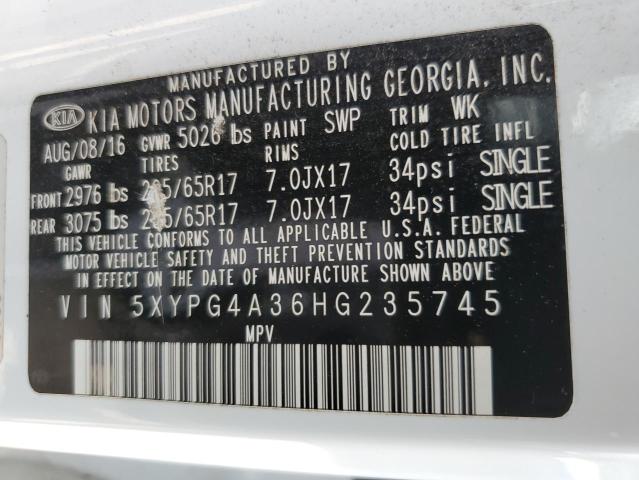 2017 KIA SORENTO LX 5XYPG4A36HG235745