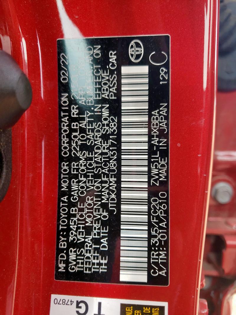2022 TOYOTA PRIUS NIGH JTDKAMFU8N3171382