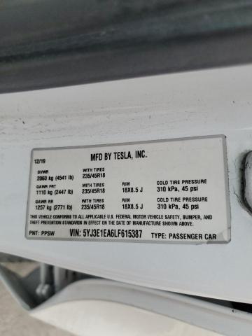 2020 TESLA MODEL 3 5YJ3E1EA6LF615387