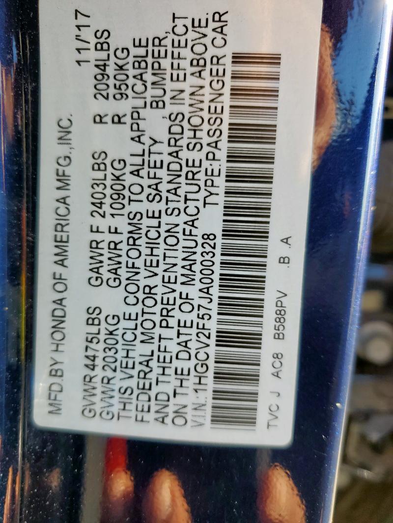 2018 HONDA ACCORD EXL 1HGCV2F57JA000328