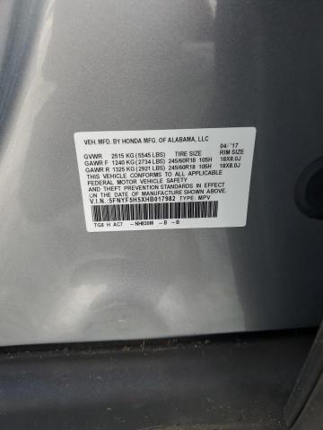 5fnyf5h5xhb017982 - 2017 Honda pilot exl - #61804625