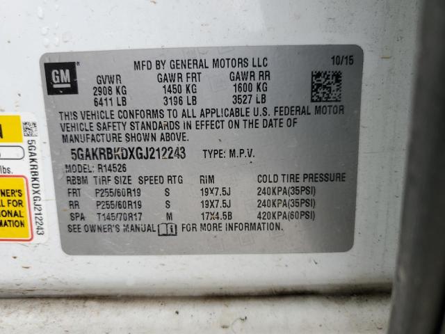 2016 BUICK ENCLAVE - 5GAKRBKDXGJ212243