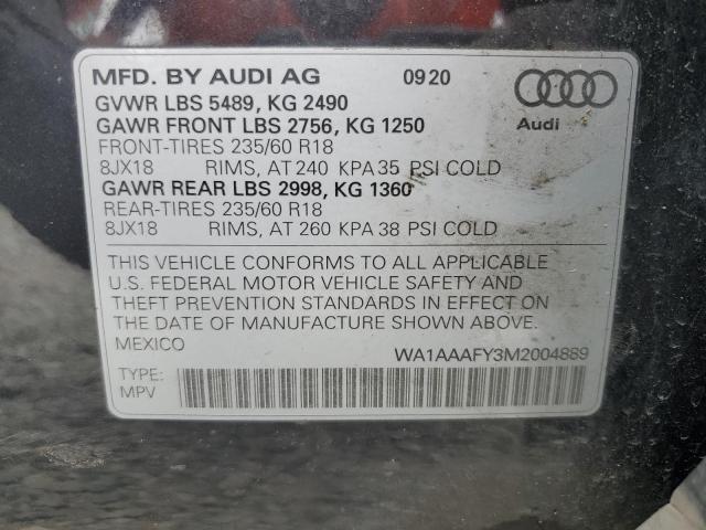 2021 AUDI Q5 PREMIUM WA1AAAFY3M2004889