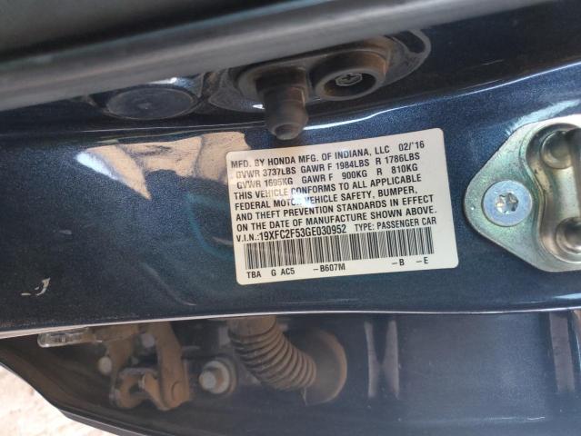 2016 HONDA CIVIC LX 19XFC2F53GE030952