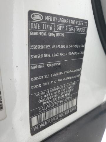 2017 LAND ROVER RANGE ROVE SALWR2FV2HA130150