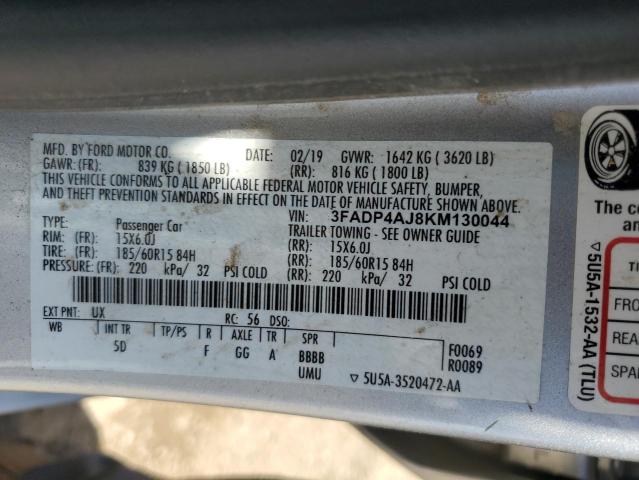 2019 FORD FIESTA S 3FADP4AJ8KM130044
