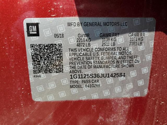 2018 CHEVROLET IMPALA PRE 1G1125S36JU142584