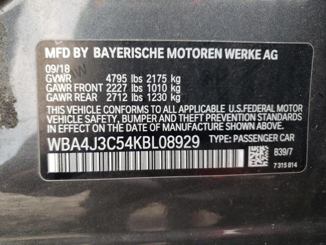 2019 BMW 430XI GRAN WBA4J3C54KBL08929