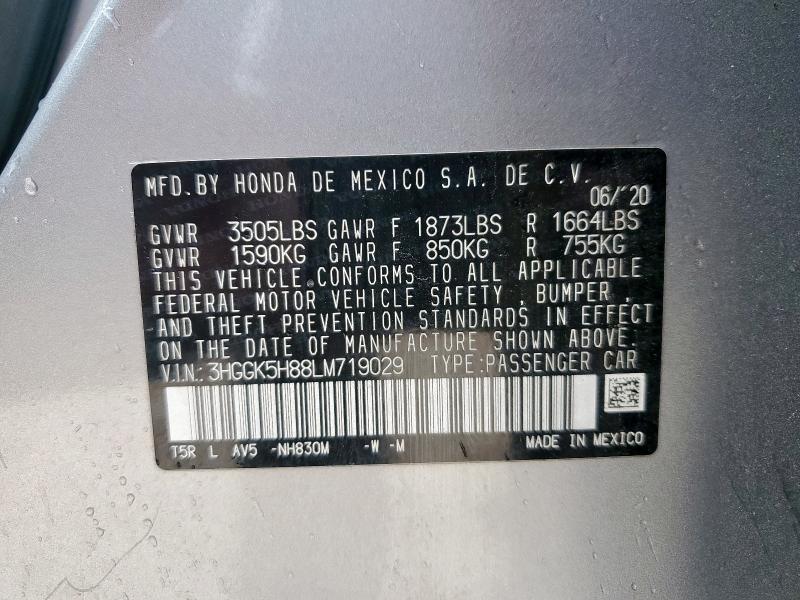 2020 HONDA FIT EX 3HGGK5H88LM719029