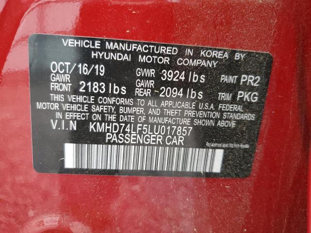 2020 HYUNDAI ELANTRA SE KMHD74LF5LU017857