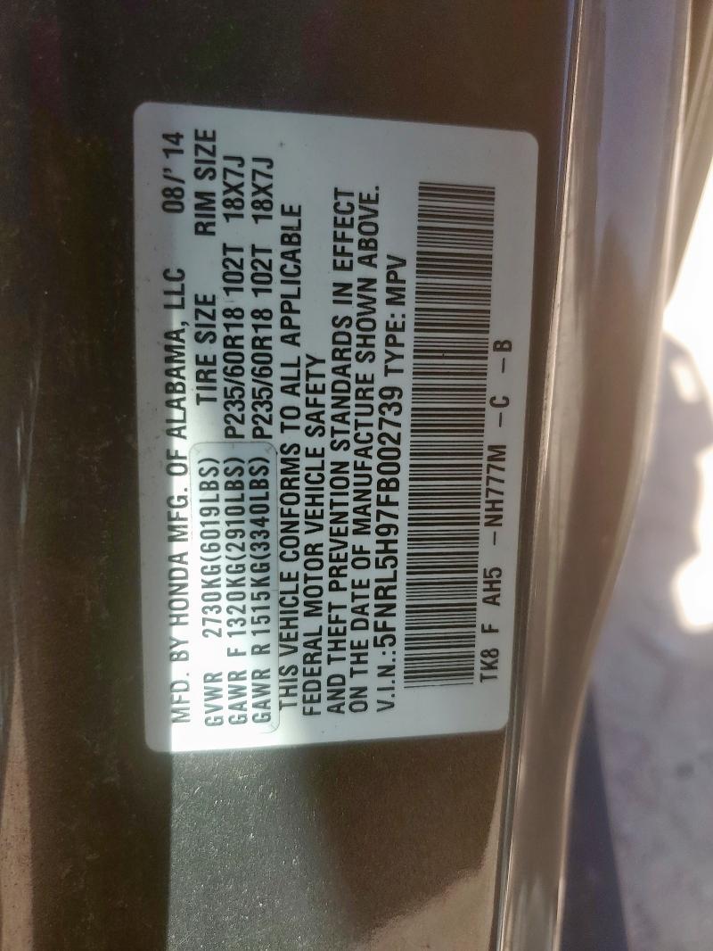 2015 HONDA ODYSSEY TO 5FNRL5H97FB002739