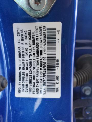 2019 HONDA CIVIC SPOR - 19XFC2F84KE030199