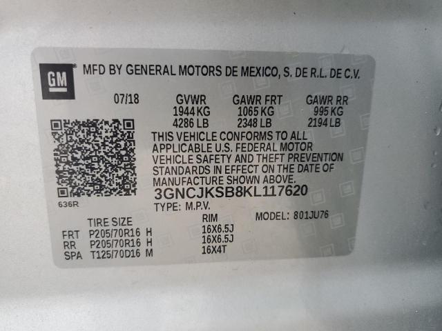 2019 CHEVROLET TRAX LS 3GNCJKSB8KL117620