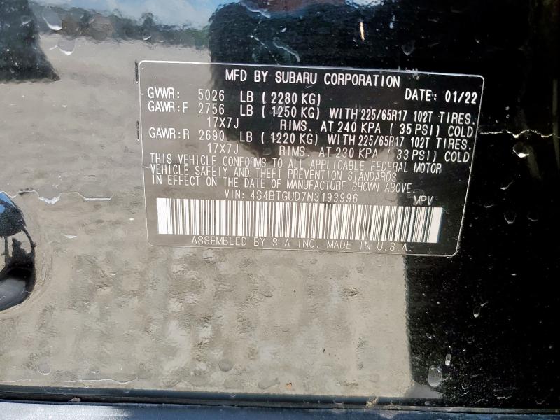 2022 SUBARU OUTBACK WI 4S4BTGUD7N3193996