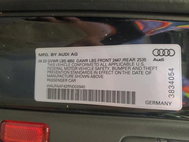 2024 AUDI A4 PRESTIG WAUFAAF42RN002840