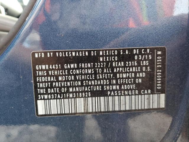 2015 VOLKSWAGEN JETTA HYBR 3VW637AJ1FM318925