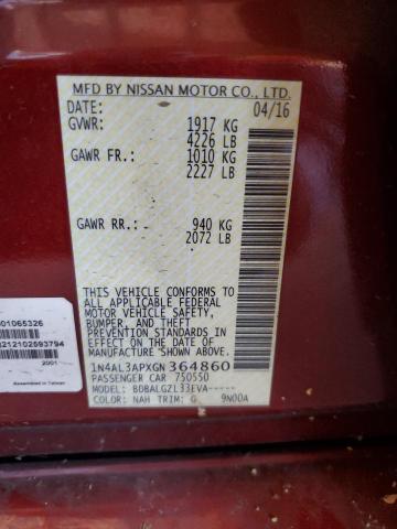 2016 NISSAN ALTIMA 2.5 - 1N4AL3APXGN364860