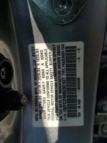 2021 HONDA CIVIC LX - 19XFC2F66ME001627