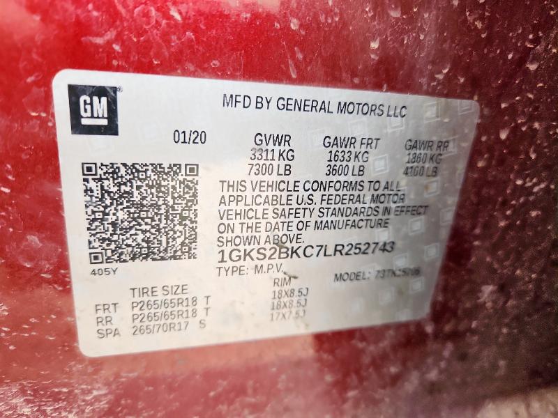 2020 GMC YUKON SLT 1GKS2BKC7LR252743