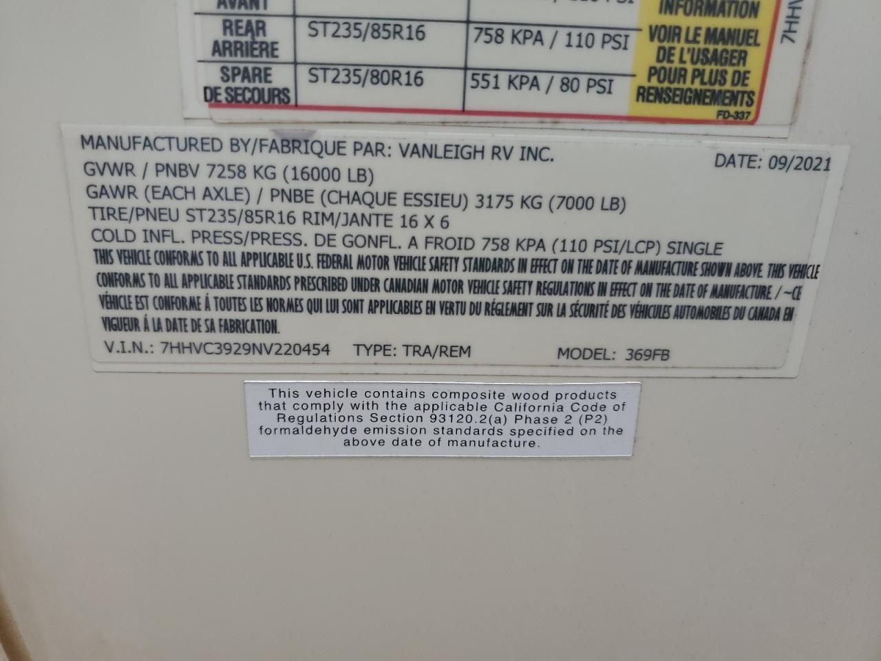 Lot #3260581066 2022 VANLEIGH VILANO