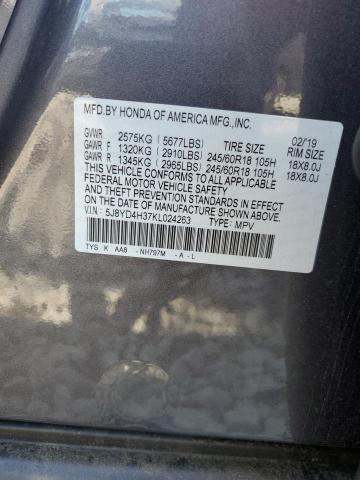 2019 ACURA MDX 5J8YD4H37KL024263
