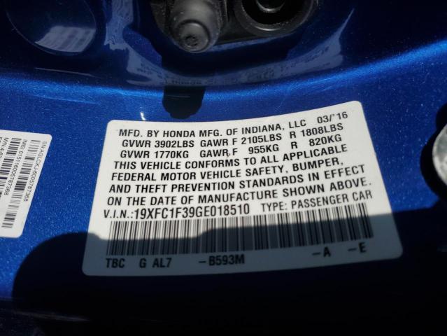 2016 HONDA CIVIC EX - 19XFC1F39GE018510