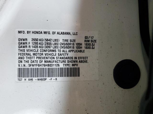2017 HONDA PILOT EXLN 5FNYF6H76HB031126