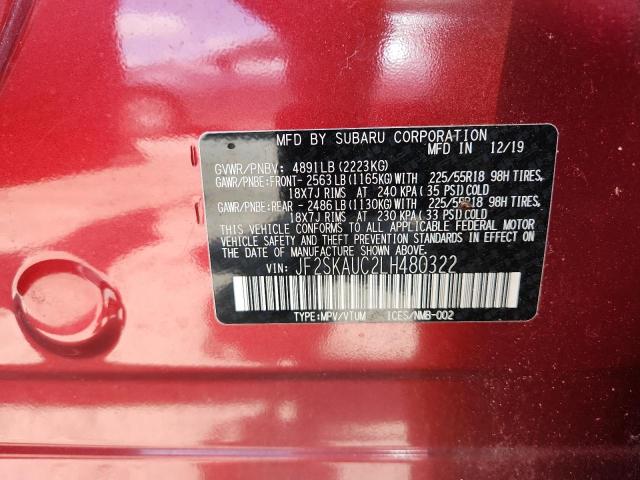 2020 SUBARU FORESTER L JF2SKAUC2LH480322