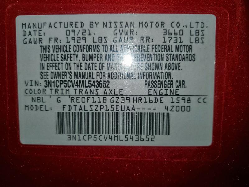 2021 NISSAN KICKS SV 3N1CP5CV4ML543652