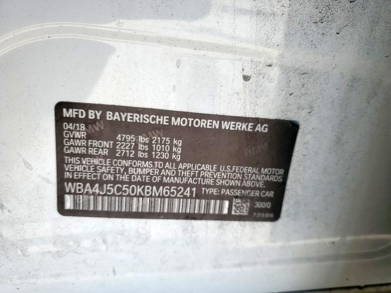 2019 BMW 440I GRAN WBA4J5C50KBM65241