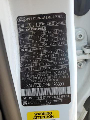 2017 LAND ROVER RANGE ROVE SALVP2BG2HH195399