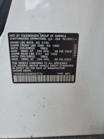 2021 VOLKSWAGEN ATLAS SE - 1V2HR2CA2MC567774