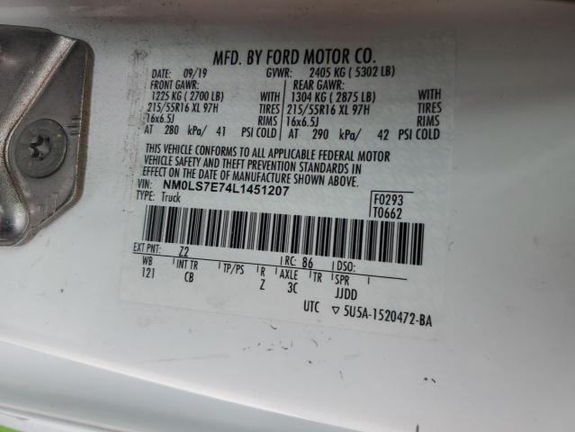 2020 FORD TRANSIT NM0LS7E74L1451207