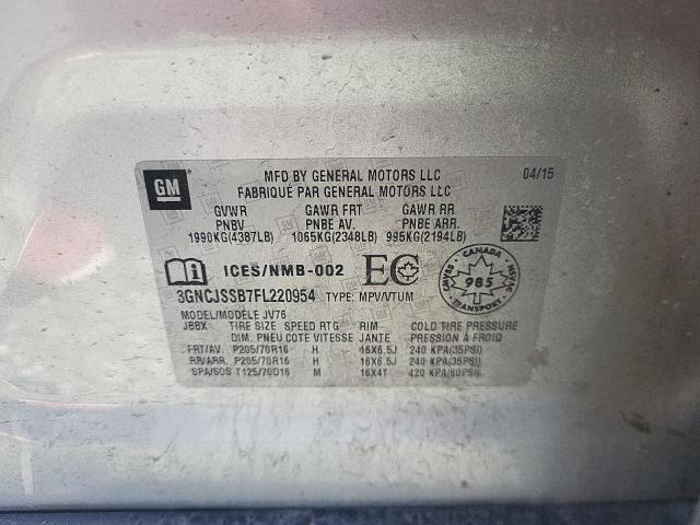 2015 CHEVROLET TRAX 2LT 3GNCJSSB7FL220954