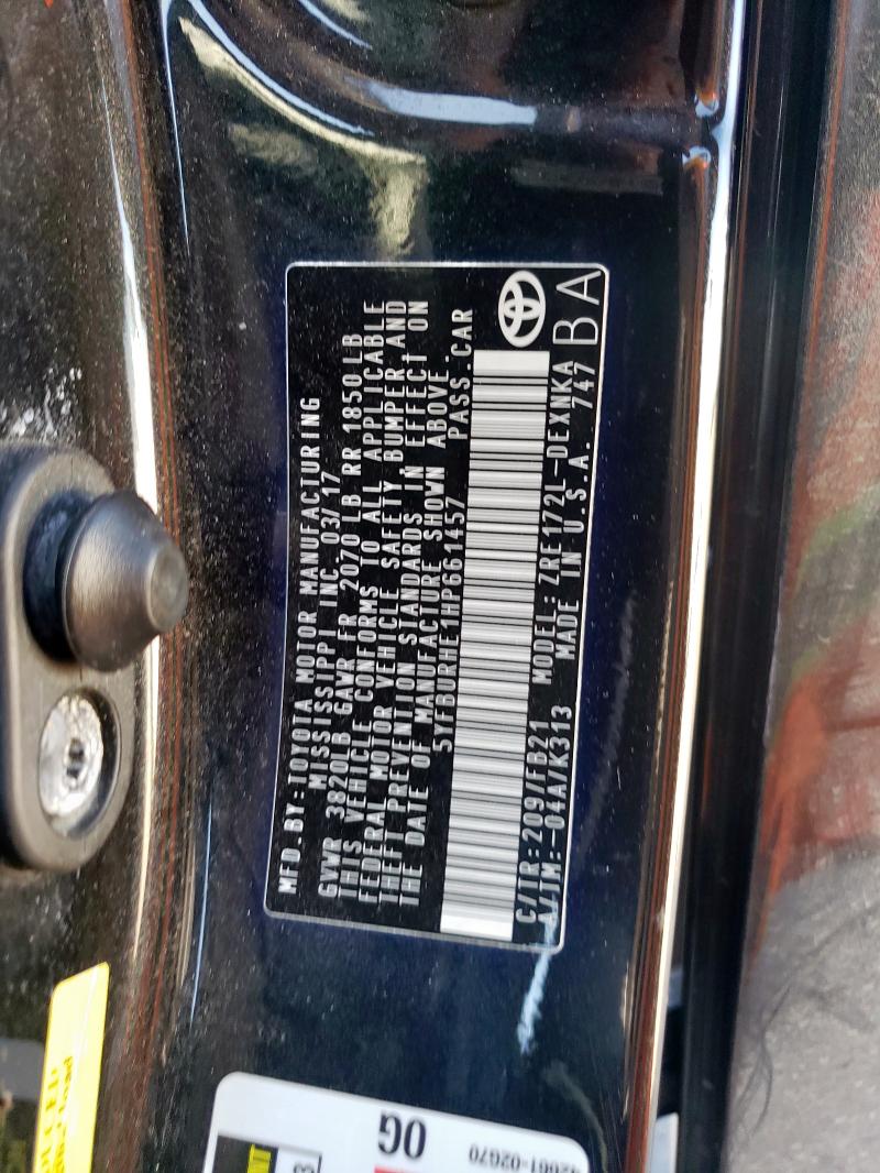 2017 TOYOTA COROLLA L - 5YFBURHE1HP661457