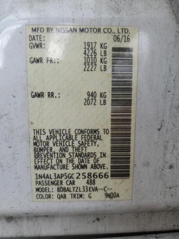 2016 NISSAN ALTIMA 2.5 1N4AL3AP5GC258666