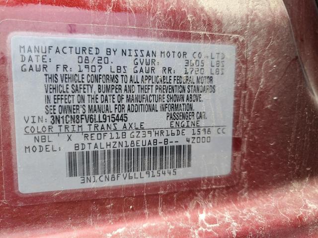 2020 NISSAN VERSA SR 3N1CN8FV6LL915445