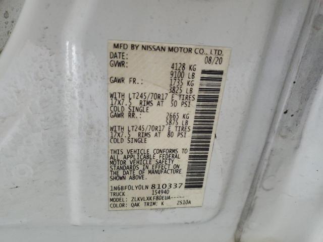 2020 NISSAN NV 2500 S 1N6BF0LY0LN810337
