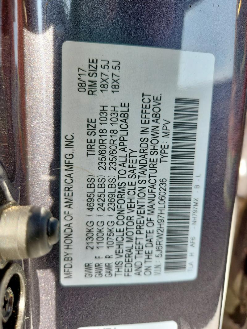 2017 HONDA CR-V TOURI 5J6RW2H97HL060236