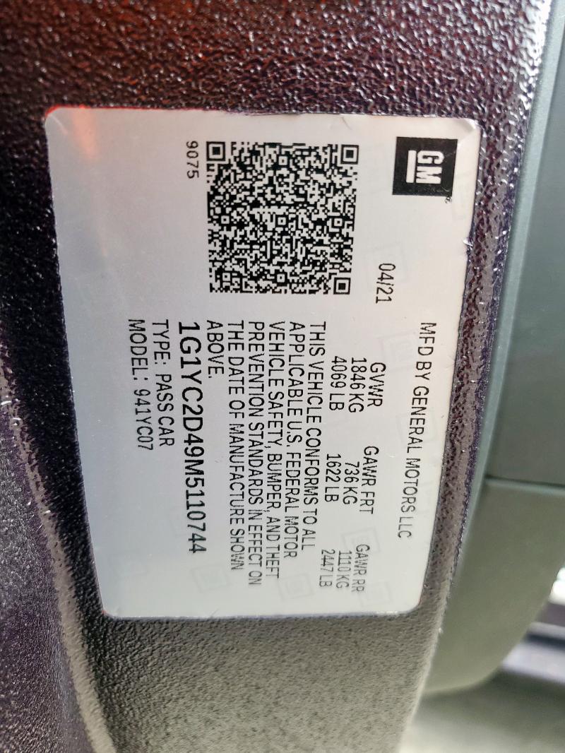 2021 CHEVROLET CORVETTE S 1G1YC2D49M5110744