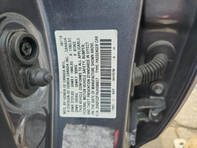 2018 HONDA CIVIC EX 2HGFC2F74JH596617