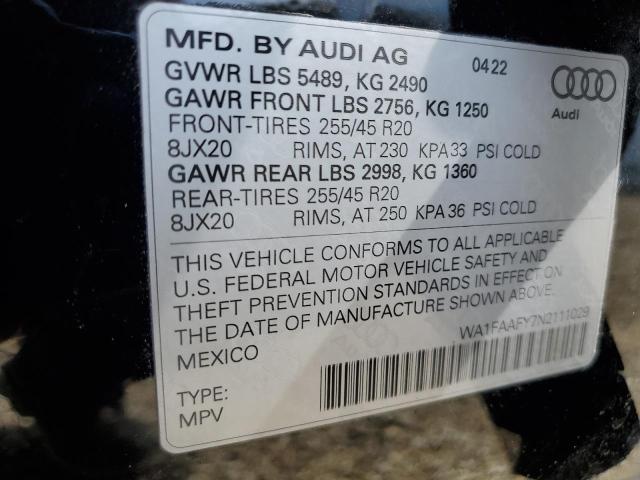 2022 AUDI Q5 PRESTIG WA1FAAFY7N2111029