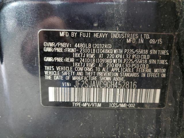 2016 SUBARU FORESTER 2 JF2SJAVC9GH452816