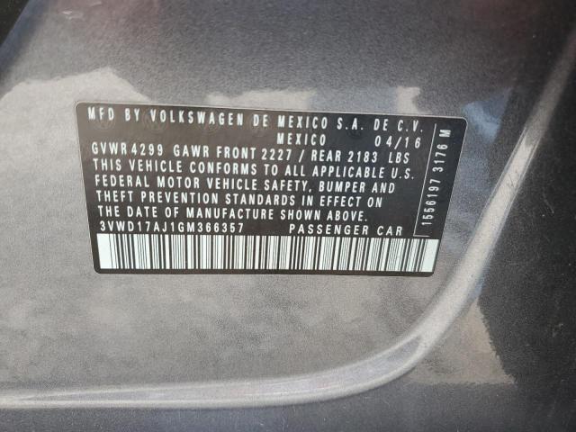 2016 VOLKSWAGEN JETTA SPOR 3VWD17AJ1GM366357