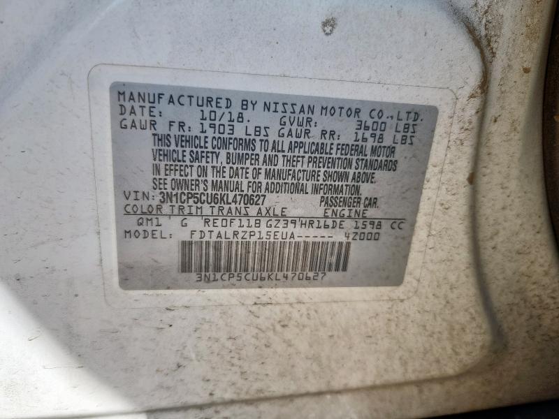 2019 NISSAN KICKS S 3N1CP5CU6KL470627