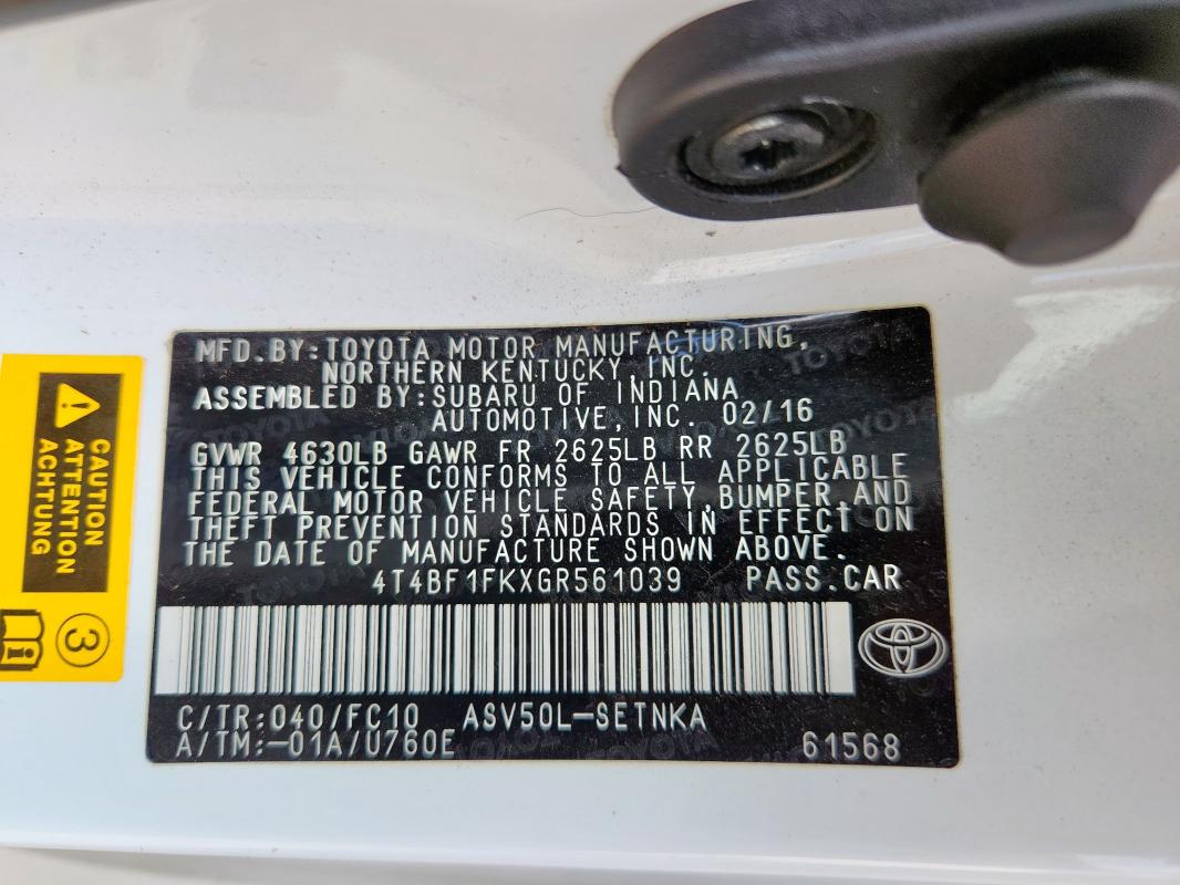 2016 TOYOTA CAMRY LE - 4T4BF1FKXGR561039