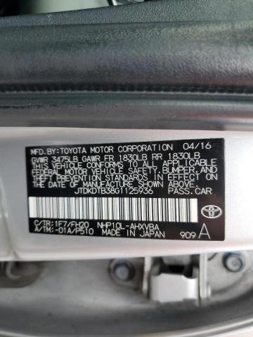 2016 TOYOTA PRIUS C JTDKDTB38G1125936